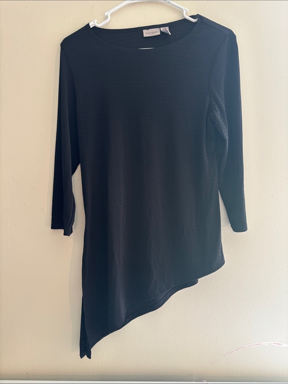 Easywear Asymmetric Black 3/4 Sleeve Women's Top